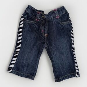 Gymboree Baby Denim Jeans 3-6 Months Zebra Stripe Y2K Infant Blue Jeans